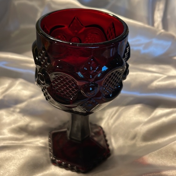 Avon Red Cape Cod Vintage Wine Goblet (candlette) Glasses Red Heavy Glass - Picture 2 of 4